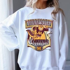 University Of Minnesota Golden Gophers Sweatshirt, White Graphic Design Shirt
